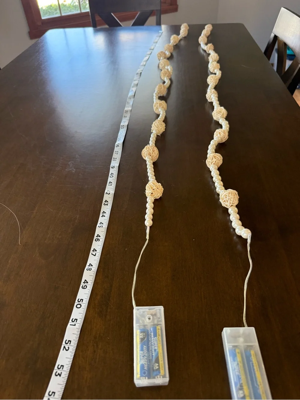 Set of 2 Pearl Bead Rattan Ball String Lights Warm White Battery Operated